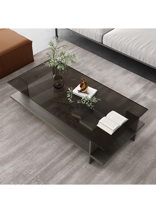 ChenDa Modern Grey Oak Tempered Glass Coffee Table 80×40×38cm - Impact Resistant & Stable Living Room Coffee Table - Image 5